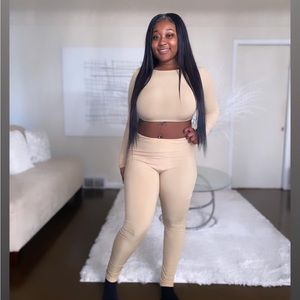 Tan two piece pants set